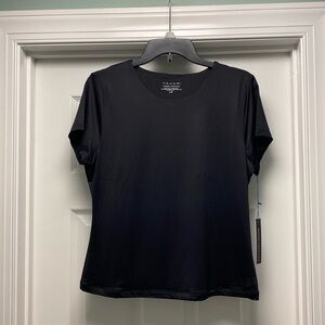 NWT Tahari Sz L black crew neck short sleeve top